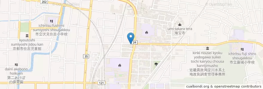 Mapa de ubicacion de 桃山北交番 en Japão, 京都府, Quioto, 伏見区.