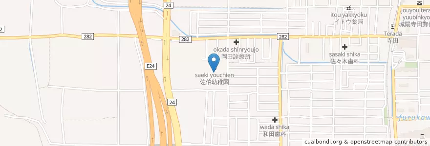 Mapa de ubicacion de 佐伯幼稚園 en Japan, 京都府, 城陽市.