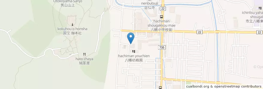Mapa de ubicacion de 八幡市立八幡市民図書館 en Japón, Prefectura De Kioto, 八幡市.