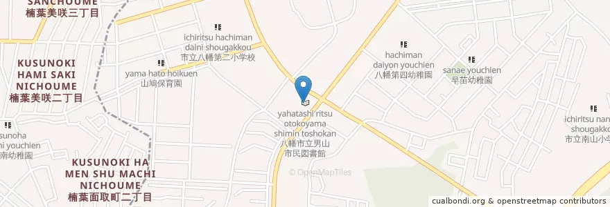 Mapa de ubicacion de 八幡市立男山市民図書館 en Japón, Prefectura De Kioto, 枚方市, 八幡市.
