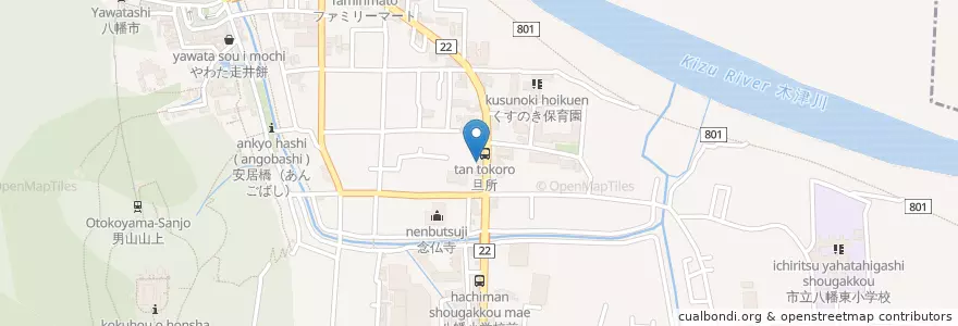 Mapa de ubicacion de 八幡石清水郵便局 en Japonya, 京都府, 八幡市.