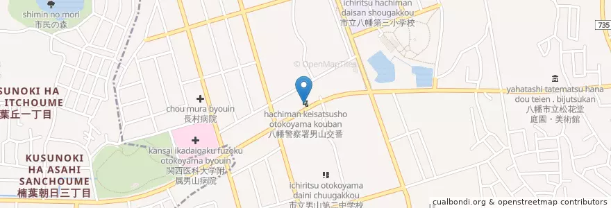 Mapa de ubicacion de 八幡警察署男山交番 en Japon, Préfecture De Kyoto, 八幡市.