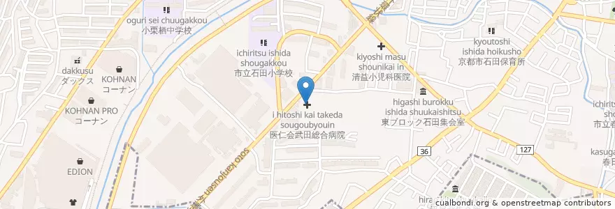Mapa de ubicacion de 医仁会武田総合病院 en Jepun, 京都府, 京都市, 伏見区.