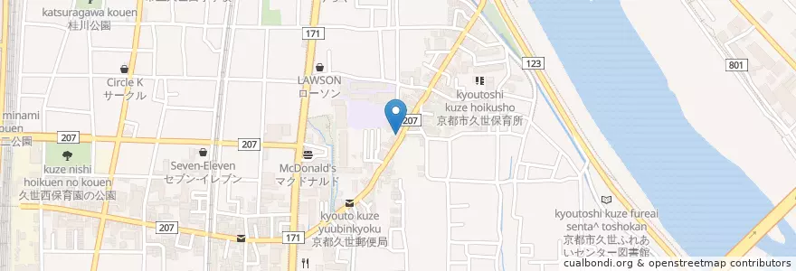 Mapa de ubicacion de 南警察署久世交番 en Japan, 京都府, Kioto, 南区.