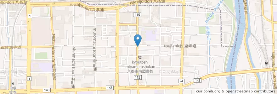 Mapa de ubicacion de 山王交番 en اليابان, 京都府, 京都市, 下京区.