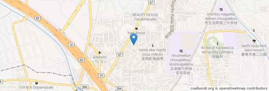 Mapa de ubicacion de 友岡保育所 en 日本, 京都府, 長岡京市.