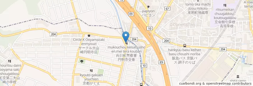 Mapa de ubicacion de 向日町警察署円明寺交番 en Japan, 京都府, 長岡京市.