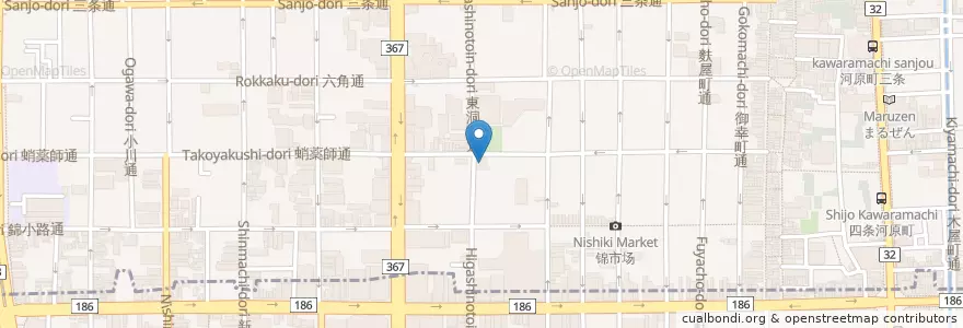 Mapa de ubicacion de 国民生活金融公庫京都支店 en 日本, 京都府, 京都市, 中京区.