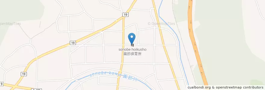 Mapa de ubicacion de 園部保育所 en Япония, Киото, Нантан.