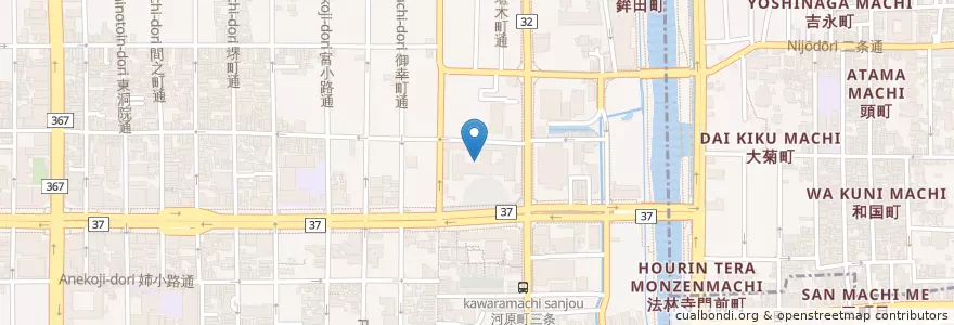 Mapa de ubicacion de 地方公務員災害補償基金京都市支部 en 일본, 교토부, 京都市, 中京区.