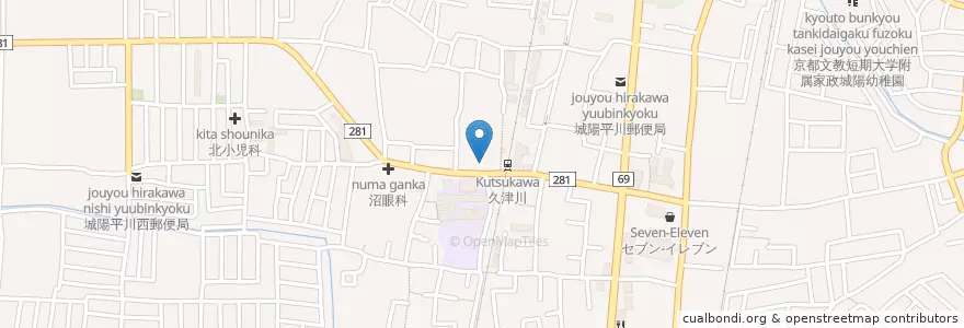 Mapa de ubicacion de 久津川交番 en Japão, 京都府, 城陽市.