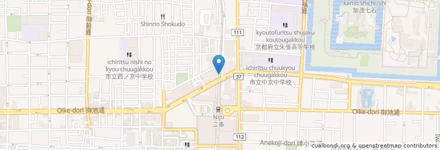 Mapa de ubicacion de 二条駅前交番 en Япония, Киото, Киото, Накагё.