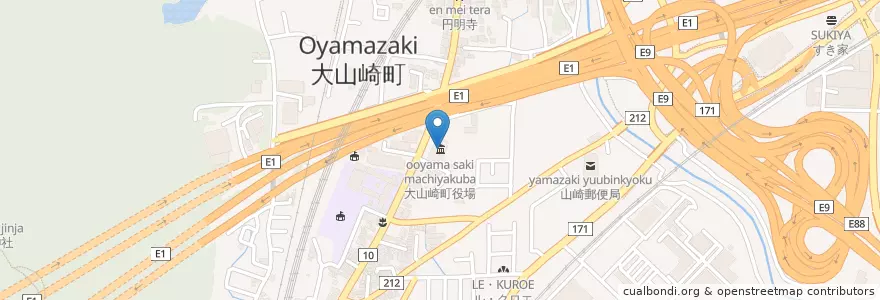 Mapa de ubicacion de 大山崎町役場 en Giappone, Prefettura Di Kyoto, 乙訓郡, 大山崎町.
