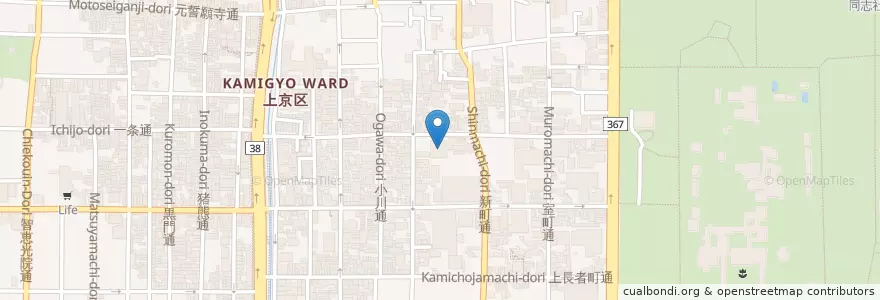 Mapa de ubicacion de 大阪国税局上京税務署 en Japão, 京都府, Quioto, 上京区.