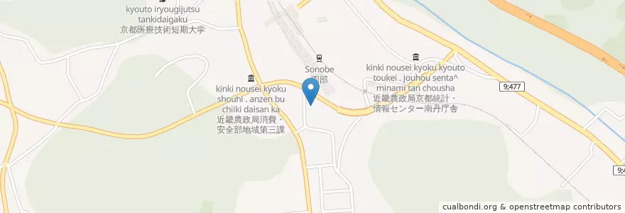 Mapa de ubicacion de 大阪国税局園部税務署 en Japón, Prefectura De Kioto, 南丹市.