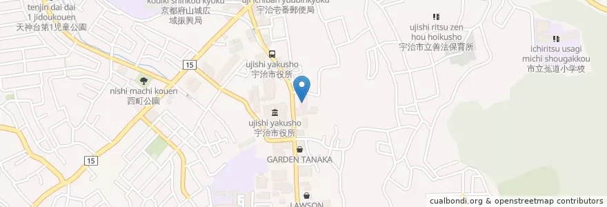 Mapa de ubicacion de 宇治市消防本部・中消防署 en Japan, Präfektur Kyōto, 宇治市.