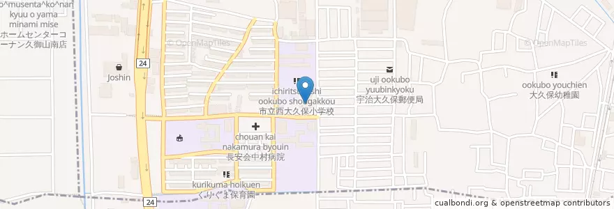 Mapa de ubicacion de 宇治市立大久保保育所 en Jepun, 京都府, 宇治市.