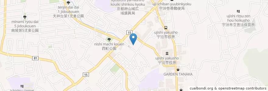 Mapa de ubicacion de 宇治市立宇治保育所 en Japan, Präfektur Kyōto, 宇治市.
