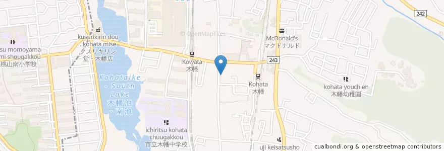 Mapa de ubicacion de 宇治木幡郵便局 en Japón, Prefectura De Kioto, 宇治市.
