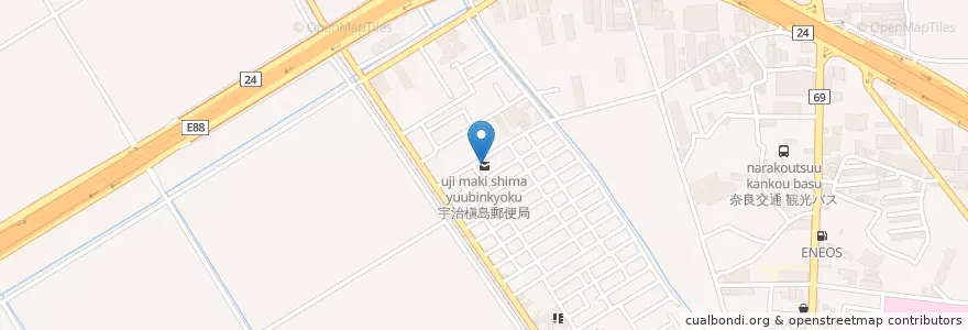 Mapa de ubicacion de 宇治槇島郵便局 en Japão, 京都府, 宇治市.