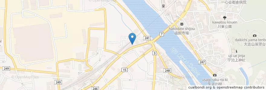Mapa de ubicacion de 宇治橋郵便局 en Japan, Kyoto Prefecture, Uji.