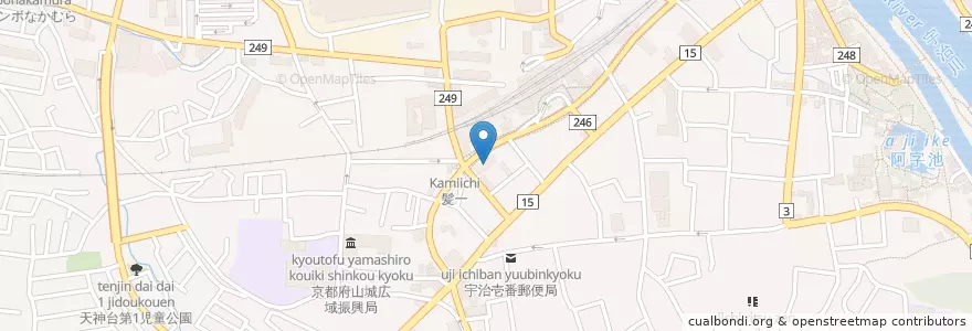 Mapa de ubicacion de 宇治警察署 en Jepun, 京都府, 宇治市.