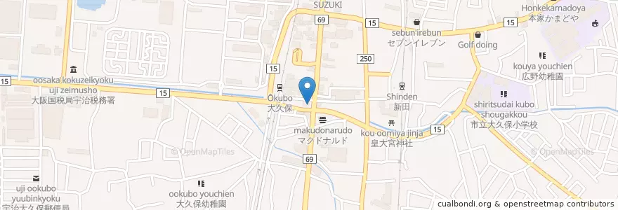 Mapa de ubicacion de 大久保交番 en Япония, Киото, Удзи.