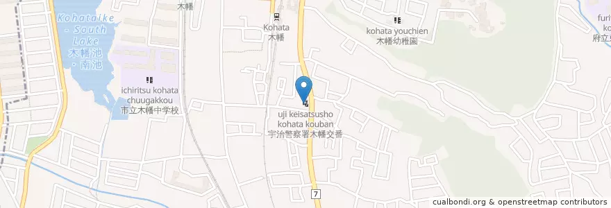 Mapa de ubicacion de 宇治警察署木幡交番 en Japón, Prefectura De Kioto, 宇治市.