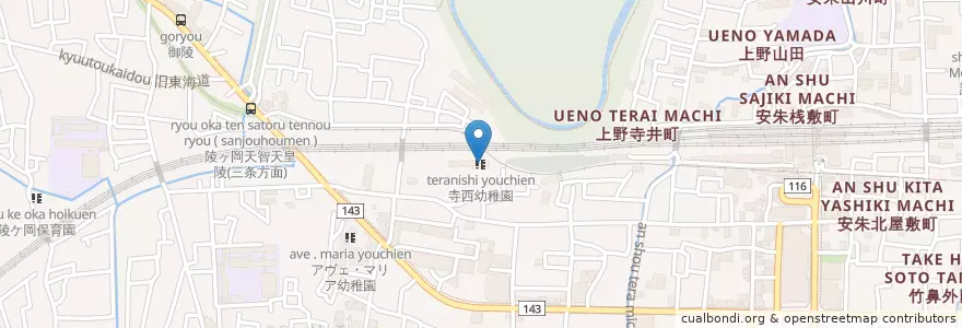 Mapa de ubicacion de 寺西幼稚園 en Japón, Prefectura De Kioto, Kioto, 山科区.