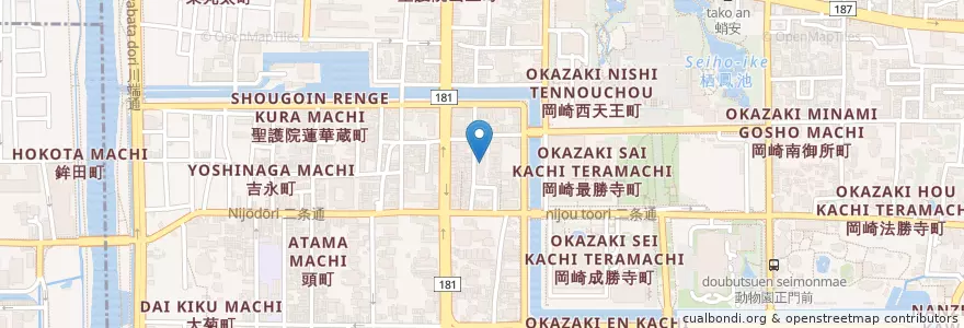 Mapa de ubicacion de 岡崎幼児園 en Japonya, 京都府, 京都市, 左京区.