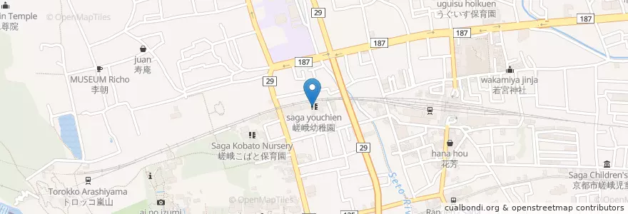 Mapa de ubicacion de 嵯峨幼稚園 en 일본, 교토부, 京都市, 右京区.