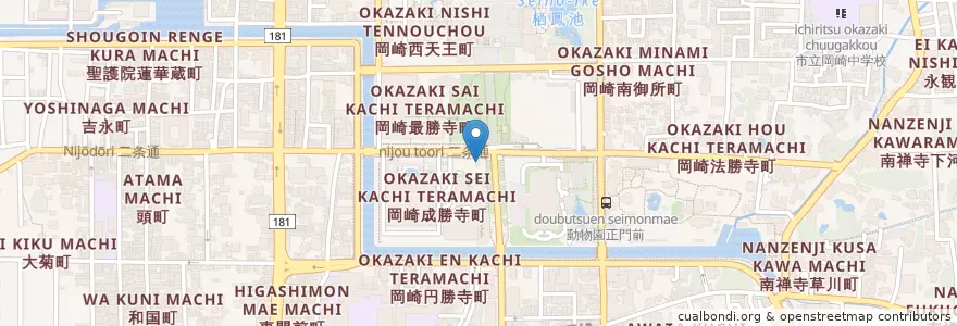 Mapa de ubicacion de 岡崎公園交番 en Japonya, 京都府, 京都市, 左京区.