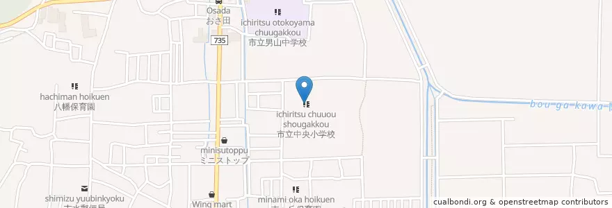 Mapa de ubicacion de 市立中央小学校 en Japonya, 京都府, 八幡市.