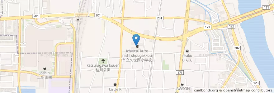 Mapa de ubicacion de 市立久世西小学校 en 日本, 京都府, 京都市, 南区.