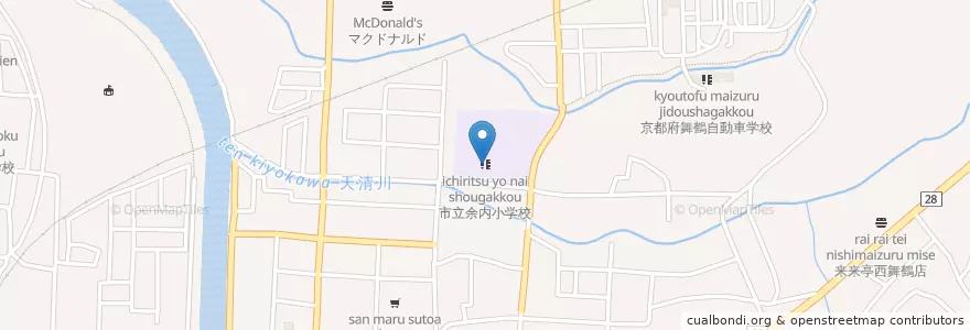 Mapa de ubicacion de 市立余内小学校 en Japão, 京都府, 舞鶴市.