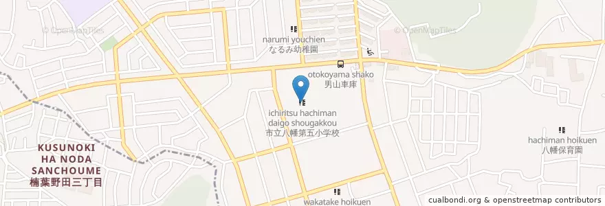 Mapa de ubicacion de 市立八幡第五小学校 en Japonya, 京都府, 八幡市.