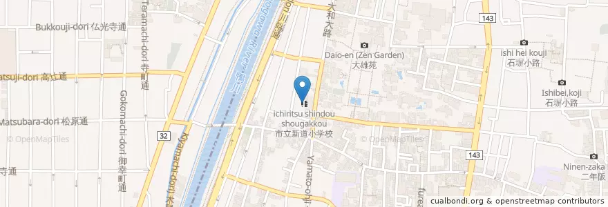 Mapa de ubicacion de 市立新道小学校 en ژاپن, 京都府, 京都市, 東山区.