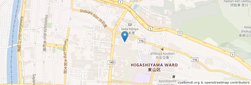 Mapa de ubicacion de 市立東山小学校 en 일본, 교토부, 京都市, 東山区.