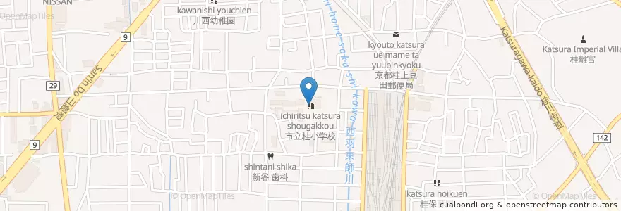 Mapa de ubicacion de 市立桂小学校 en Япония, Киото, Киото, Нисикё.