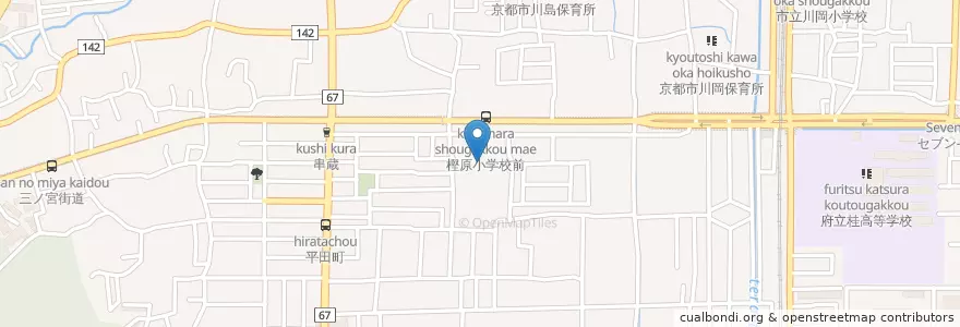 Mapa de ubicacion de 市立樫原小学校 en Japan, Kyoto Prefecture, Kyoto, Nishikyo Ward.