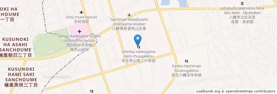 Mapa de ubicacion de 市立男山第二中学校 en 日本, 京都府, 八幡市.
