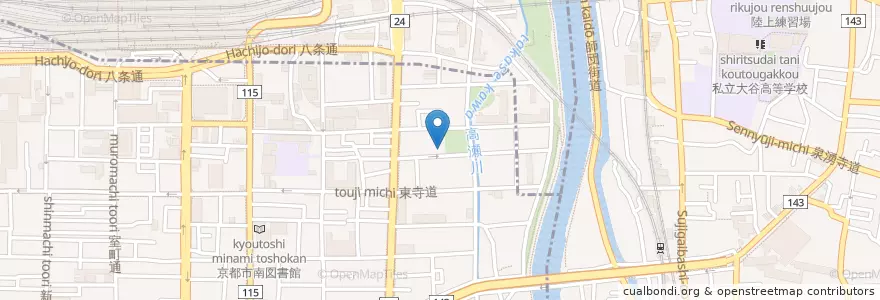 Mapa de ubicacion de 希望の家カトリック保育園 en 日本, 京都府, 京都市, 下京区.