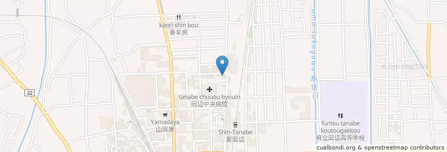 Mapa de ubicacion de 新田辺郵便局 en Japon, Préfecture De Kyoto, 京田辺市.