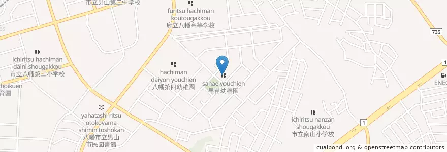 Mapa de ubicacion de 早苗幼稚園 en Japón, Prefectura De Kioto, 八幡市.