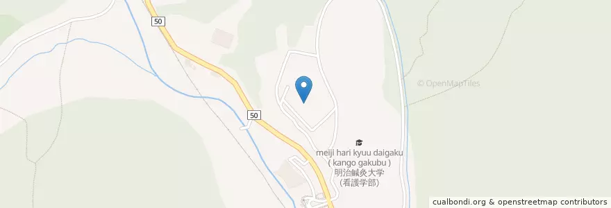 Mapa de ubicacion de 明治鍼灸大学附属病院 en Japan, Präfektur Kyōto, 南丹市.