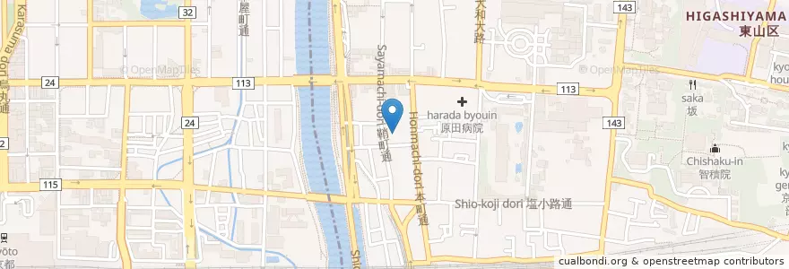 Mapa de ubicacion de 昭和保育園 en اليابان, 京都府, 京都市, 東山区.