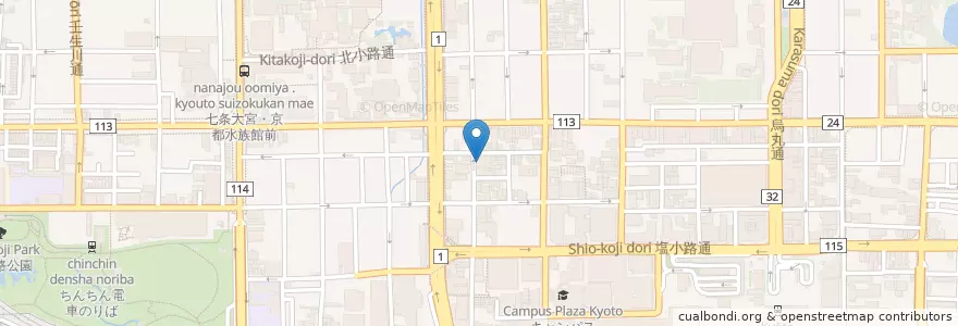 Mapa de ubicacion de 木津屋橋武田病院 en Япония, Киото, Киото, Симогё.