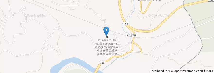 Mapa de ubicacion de 相楽東部広域連合立笠置中学校 en اليابان, 京都府, 相楽郡, 南山城村.