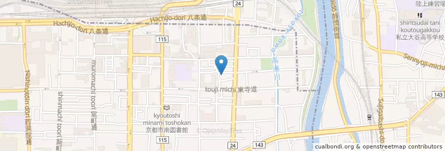 Mapa de ubicacion de 東九条保育園 en Japon, Préfecture De Kyoto, 京都市, 下京区.