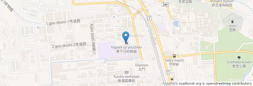 Mapa de ubicacion de 東宇治幼稚園 en Japan, Präfektur Kyōto, 宇治市.